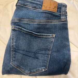 American Eagle Outfitters Blue Stretch Denim Jeans with Faded Wash